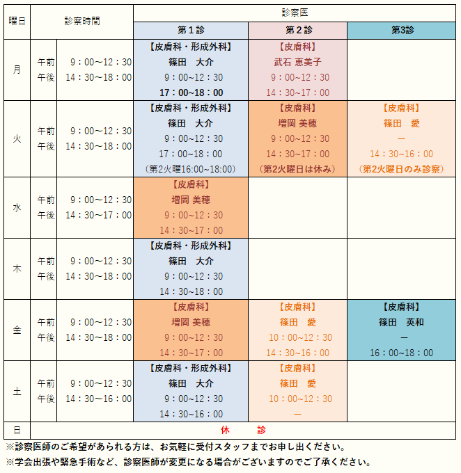 外来担当一覧表